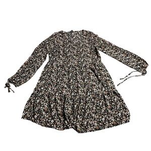 Wild Fable Black Floral Long Sleeve Dress Size M Women